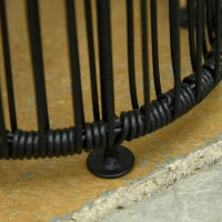 Lanterna Solare da Giardino LED con Pannello di Ricarica in Rattan e Metallo , Ø21.5x61cm, Nero