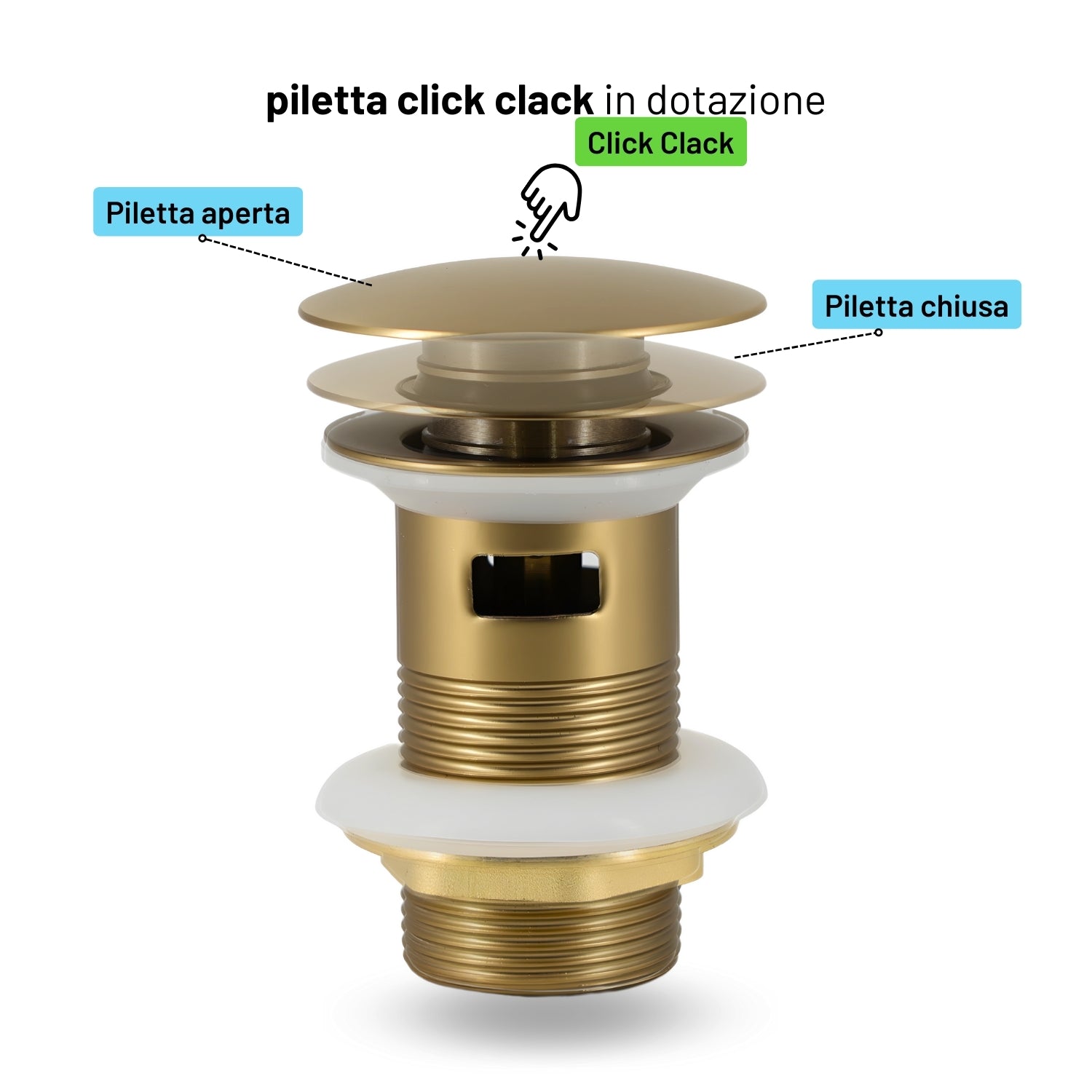 Miscelatore monocomando bidet jazz installazione rapida piletta click clack *** finitura- oro matt satinato, confezio...