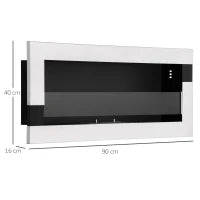 Camino Bioetanolo in Acciaio Inox, 2.5h di Combustione con Serbatoio 1.5L e Copertura 20m², 90x16x40 cm, Argento