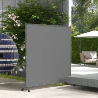 Pannello Paravento Esterno su Ruote per Giardino, Terrazza, Balcone, 183L x 30l x 181H cm, Grigio