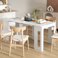 Tavolo da pranzo pieghevole e allungabile, in truciolato, 60-180 x 85 x 75 cm, Bianco