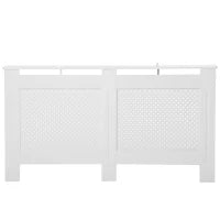 Copritermosifone in Legno MDF, Copertura per Termosifone Moderna con Ripiano Superiore Verniciato Bianco, 151.5x82x19 cm