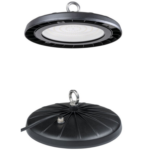 Riflettore industriale led ufo high bay colore nero 150 watt 15000 lumen luce naturale ip65
