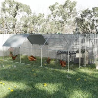 PawhutRecinto Gabbia per Galline in Metallo Galvanizzato Impermeabile, Pollaio con Porta e Copertura Oxford, 280x570x195cm