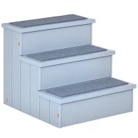 Scaletta per Cani a 3 Gradini con Tappeto Antiscivolo e Spazio Interno, 40.5x44.5x38cm, Grigio