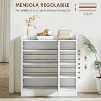 Armadio Scarpiera Bianca Salvaspazio e Moderna in Legno per 12 Paia di Scarpe, 4 Ripiani Aperti, 83 x 30 x 90cm, Bianca