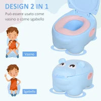 Vasino Per Bambini 6 Mesi-48 Mesi Antiscivolo Ippopotamo Blu (40x30x23cm)