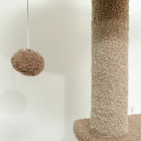 Albero Tiragraffi per Gatti con Lettino, Casetta e Piattaforme, in Legno e Cashmere, 48x40x133 cm, Marrone