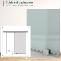 Porta Scorrevole Interna in Vetro Smerigliato con Binario B1 e Maniglia per Bagno Cucina Studio Vetro 205x 102.5x 0,8cm