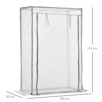 Serra da giardino, serra da balcone, telo rinforzato in PE, telaio in acciaio, porta a scomparsa, 100 x 50 x 150 cm bianco