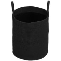 Cesto Portabiancheria da 36L Portatile e Pieghevole con Manici in Cotone Naturale, Ø38x45 cm, Nero
