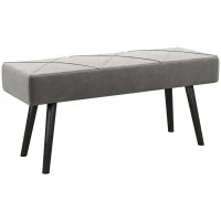 Panca Imbottita Fondoletto in Velluto con Gambe in Acciaio, 100x36x45cm, Grigio