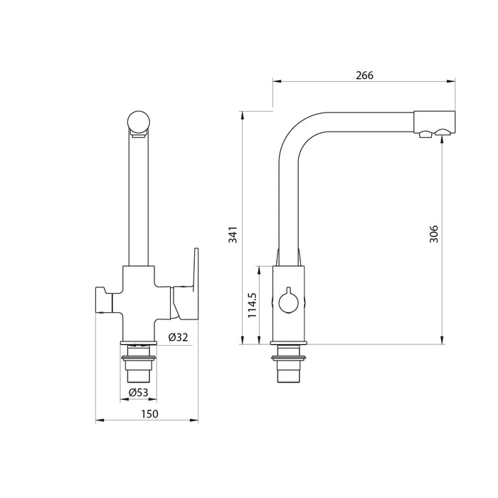 Miscelatore lavello girevole 3 vie cromato serie le mans