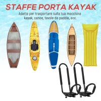 Set 2 Staffe Porta Kayak con Attacco Universale per Portapacchi Adatte per Canoe e Paddleboard, Nero, 46x16.5x47cm