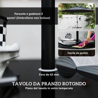Set da Giardino 5 Pezzi in Rattan e Acciaio con 4 Sedie da Esterno e Tavolo Rotondo con Foro, Marrone e Grigio