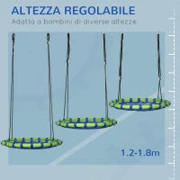 Altalena per Bambini da 3-8 Anni da Giardino Ø100cm e Corde Regolabili, Blu