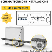 Kit 5 cremagliere nylon m4 con inserto metallico per cancelli scorrevoli