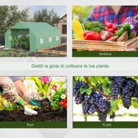 Serra da Giardino 3.5 x 3 x 2m con Tetto Spiovente in PE, Porta e 6 Finestre, Verde