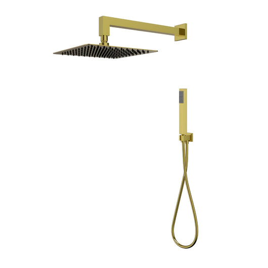 Set per doccia soffione quadro in acciaio inox 25x25 millimetri color oro *** finitura- oro lucido, confezione 1