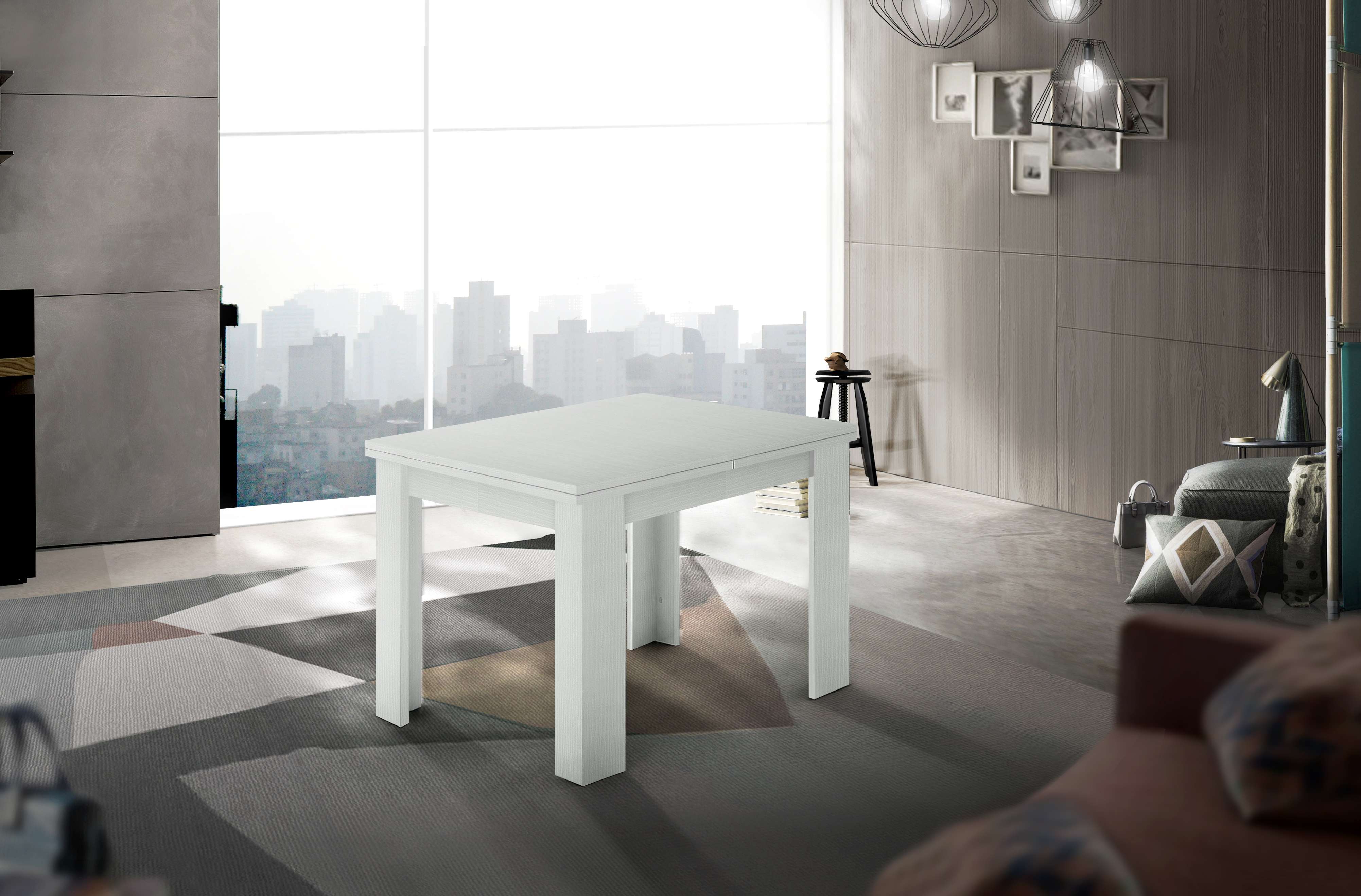 Tavolo da pranzo allungabile a libro 90x90-180cm legno bianco Jesi Liber