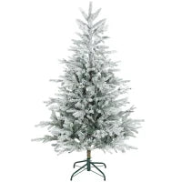 Albero di Natale Innevato Alto 150 cm con Rami Realistici e Base in Metallo Pieghevole