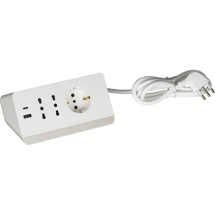 Bticino multipresa da scrivania con usb e presa schuko *** colore bianco, confezione 1
