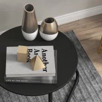 Tavolino da Esterni Ø48x37 cm in Metallo Nero con Piedini Regolabili