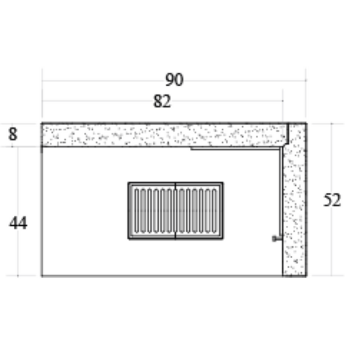 Camino legna prefabbricato refrattario focolare aperto reversibile ds90 ref