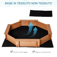 Sabbiera per Bambini in Legno con Sedili e Copertura, Età 3-8 Anni, 139.5x139.5x21.5cm