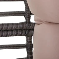 Poltrona da Esterno in Rattan a Goccia Stile Boho con Cuscino, 101x89x156cm Grigio e Beige