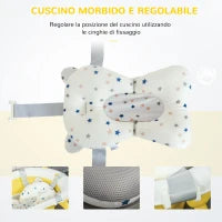 Vaschetta Bagnetto Pieghevole per Bambini 0-3 Anni con Indicatore di Temperatura e Cuscino, 81.5x50.5x23.5 cm, Giallo