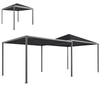 Gazebo da Giardino Estensibile con Ruote e Copertura in Poliestere UPF30+,  3x3 m/3x5.6 m, Grigio