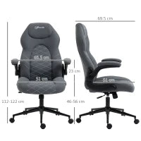 Sedia da Ufficio Ergonomica e Reclinabile ad Altezza Regolabile, 65.5x69.5x112-122 cm, Grigio Scuro
