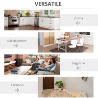 Mobiletto Portabottiglie Vini con Porta Calici e Armadietto, Capacità 20 Bottiglie, 80x36x85 cm, Bianco