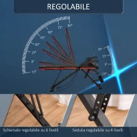 Panca Multifunzione per Addominali e Pesi, Inclinazione Regolabile ed Elastici, 130x48x48-109cm, Nero