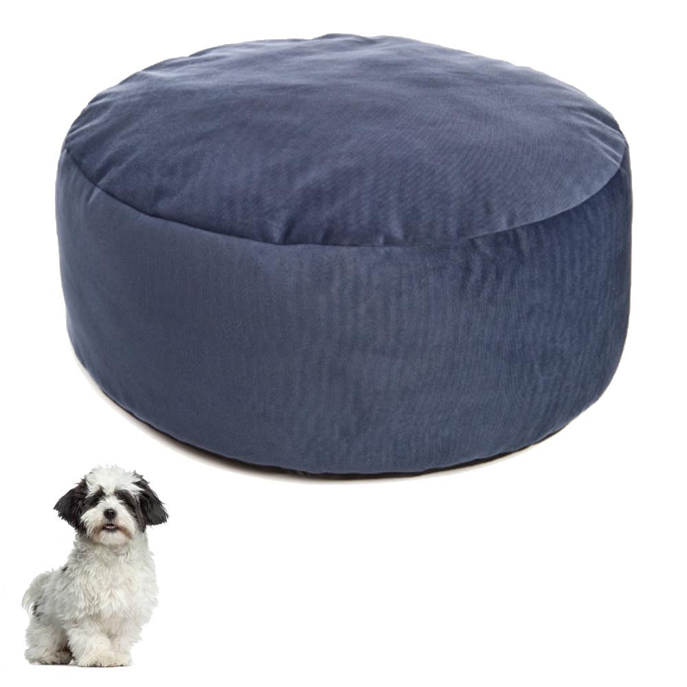 Pouf per cani sfoderabile velvet blu diametro 60 x h 20 cm fuss-dog made in italy