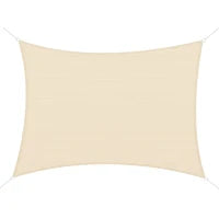 Tenda a Vela Parasole Rettangolare 4 x 6m, Tenda da Sole Protezione Raggi UV in HDPE 185g/㎡, Crema