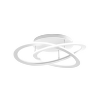 Plafoniera led moderna Yara 30W dimmerabile 3000K luce calda, design ad anelli in alluminio bianco 50x17cm, 1300lm, led integrato IP20