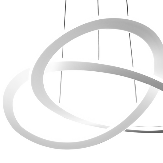 Lampadario led moderno Yara 50W sospensione dimmerabile 3000K luce calda, design anelli in alluminio bianco 67x120cm, 2400lm, led integrato IP20