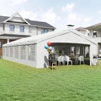 Tendone da Giardino con Pareti Removibili, in Acciaio e PP, 12x6x3.2 m, Bianco