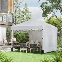 Gazebo da Giardino Pop-up Pieghevole Regolabile in Altezza Protezione UV 30+, 2 Pareti Laterali, Sacca da Trasporto Inclusa, Grigio chiaro