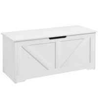 Cassapanca in Legno con Cerniere di Sicurezza, Panca Contenitore Capacità 127L, 100x40x45cm, Bianco