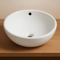 Lavabo da appoggio ceramica bianco tondo lavello arredo bagno cm 42x42x17,5
