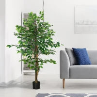 Pianta Artificiale di Ficus Alta 150cm per Interno ed Esterno con Vaso Incluso