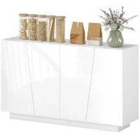Mobiletto Multiuso in Truciolato Bianco a 5 Livelli con Ripiano Regolabile su 3 Livelli, 150x40x88 cm