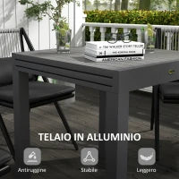 Tavolo da Giardino Allungabile per 4-6 Persone con Piano a Doghe, in Alluminio, 81/162x80x75 cm, Grigio