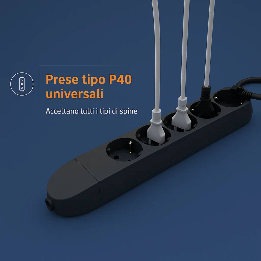 Bticino 3682g multipresa poker grigia 5 prese universali 2p+t 10/16a 250v