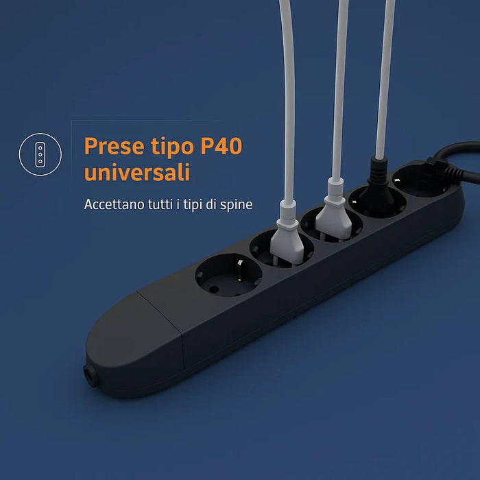 Bticino 3682g multipresa poker grigia 5 prese universali 2p+t 10/16a 250v