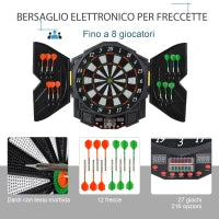 HOMCOM Bersaglio Elettronico Digitale con 12 Freccette per 8 Giocatori, 27 Giochi e 216 Varianti