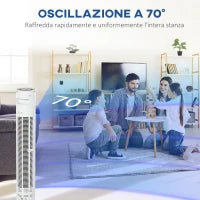 Ventilatore a Torre 45W a 3 Modalità e 3 Velocità con Timer da 10h, in ABS, Ø22 x 77A cm, Bianco